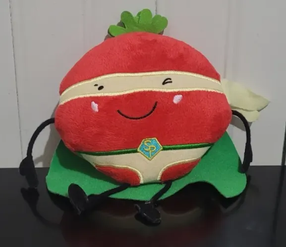 Antigo boneco em pelucia Tomate Superpoderoso Coleção Jamie's Garden Pão de Açúcar