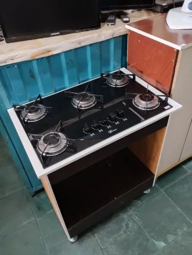 Balcão suporte + cooktop 5 bocas Fischer usado 