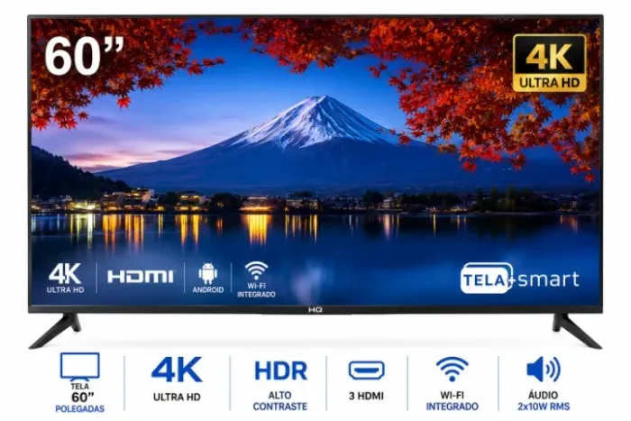 SMART TV HQ 60? 4K UHD WIFI HDR ? TELA GIGANTE NOVA NA CAIXA