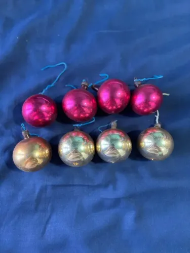 Kit 8 Bolinhas De Natal Antigas De Vidro