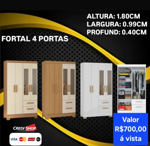 Guarda Roupa Solteiro 4 Portas