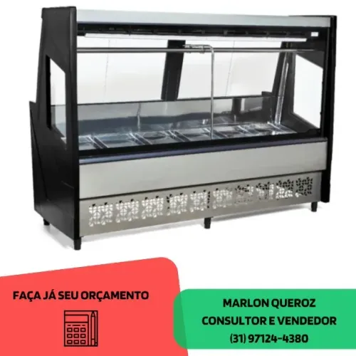 Balcão de Açougue Vidro Reto 2M Preto Polar