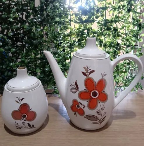 Bule e Açucareiro Porcelana Antigo