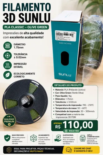 Filamento Pla Sunlu PLA - Olive Green
