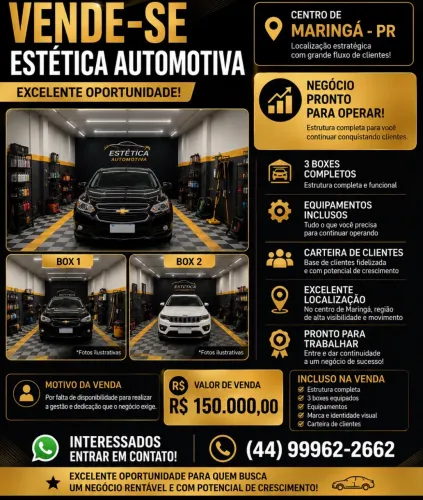 Vendo Estética Automotiva-Centro de Maringá-PR