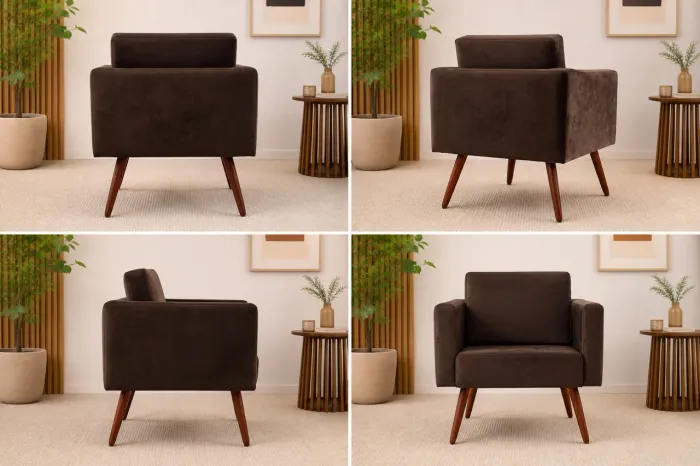 Poltrona Suede Marrom - Moderna - Perfeito Estado