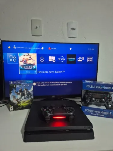PS4 Slim + 2 Controles + Horizon Zero Dawn | 3 Meses de Garantia