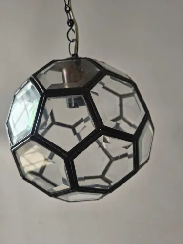 Pendente luminária lustre de vidro multifacetado e bisotado