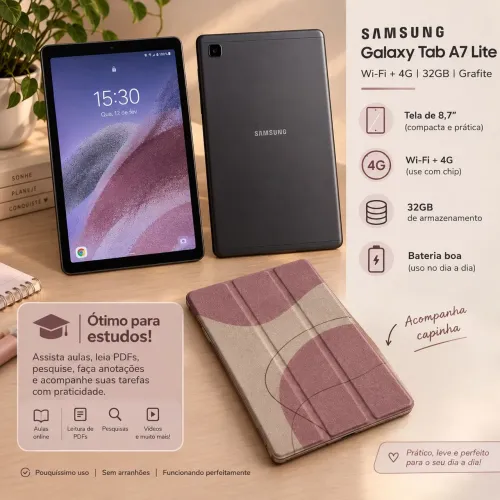 Samsung Galaxy Tab A7 Lite 8,7" | 4G + Wi-Fi | 32GB | Grafite | SM-T225
