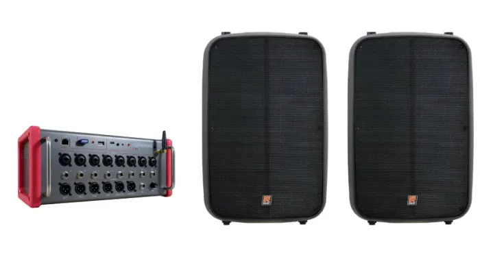 Kit Som Profissional - 2 Caixas Ativas Staner SR315M + Mesa Digital Soundvoice IRON 16