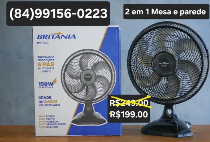 PROMOÇÃO VENTILADOR GRANDE E POTENTE BRITÂNIA-R$199.00 AVISTA. 