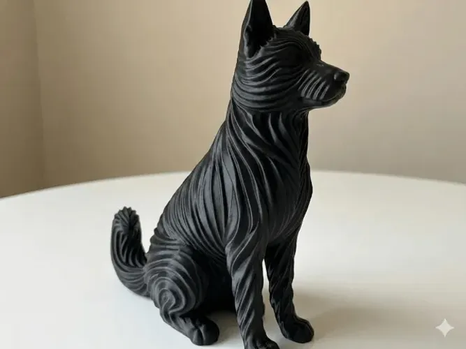 cachorro minimalista art déco em preto fosco