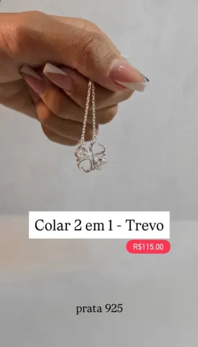 COLAR PRATA 925 2 em 1 TREVO - ORIGINAL TEMOS PULSEIRA BRINCO CHOKER BRACELETE NAMORADOS