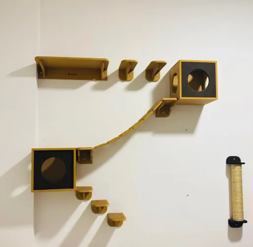 Kit Playground de Parede para Gatos Ecológico - 10 peças