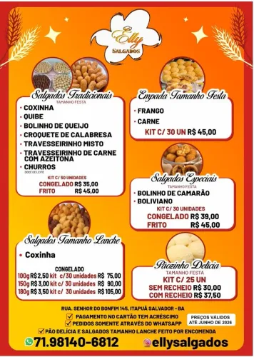 Salgados fritos e congelados