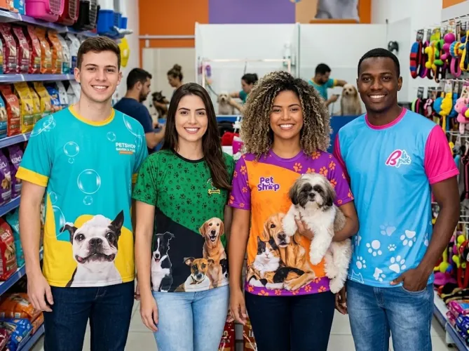 10 Camisas Personalizadas Para Uniforme de Pet shop e, Banho e Tosa  / Malha Dry-Fit