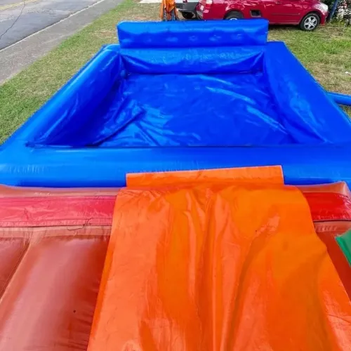 Piscina de água inflável slide 2 em 1 com motor