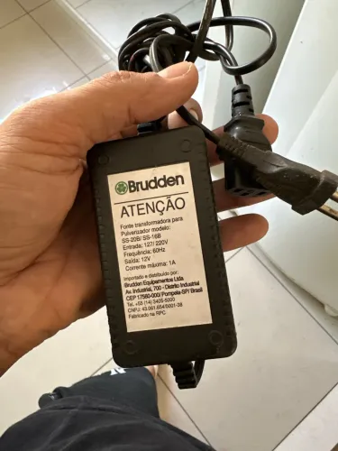 Fonte / Carregador 12V 1A Original para Pulverizador Brudden SS-20B / SS-16B