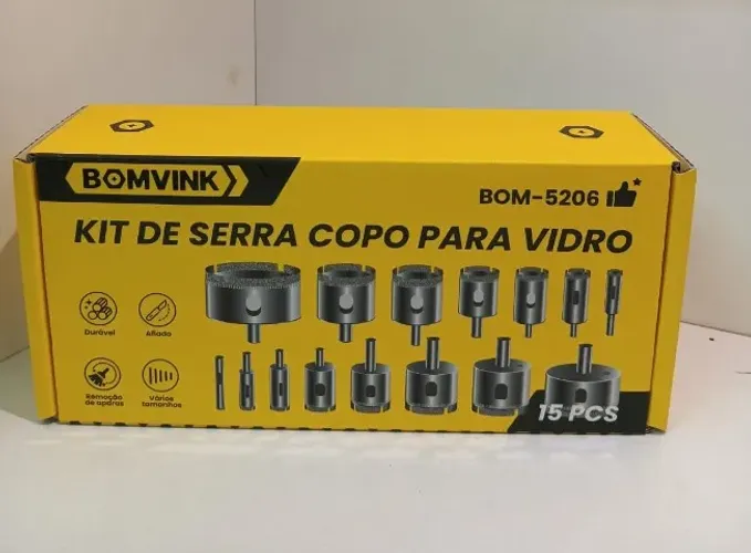 Kit de Serra Copo para Vidro 15 peças BOM-5206 BomVink