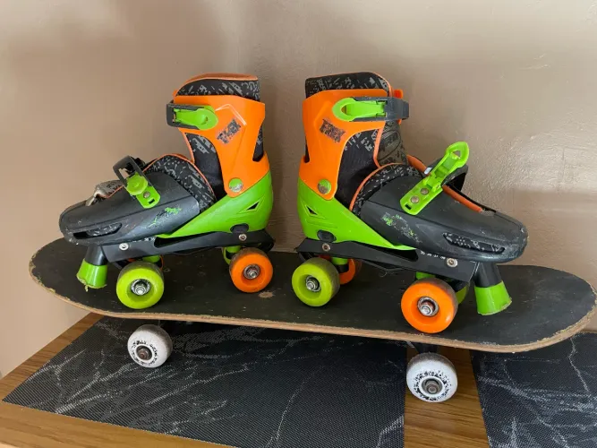 Kit Radical: Skate + Patins Astro Ajustável (35 a 38) - Usados