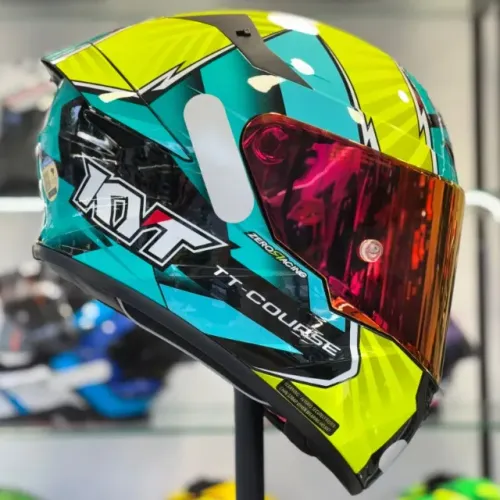 Capacete KYT TT COURSE XAVI FORES CROSSOVER YELLOW GREEN 12X CARTÃO OU 6X CREDIARIO