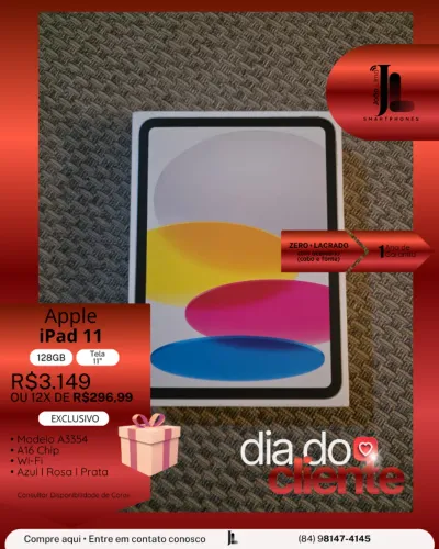 IPAD 11, 128GB, TELA 11?, LACRADO, EXCLUSIVO!