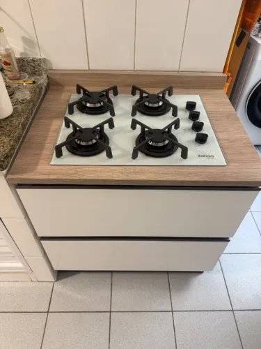 Balcão Cooktop Bartira Linea 4 Bocas 1 Gaveta com Porta Basculante 