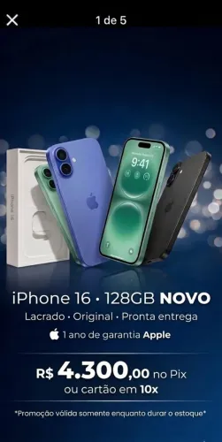 iPhone 16 AZUL/ 128gb Novo LACRADO 