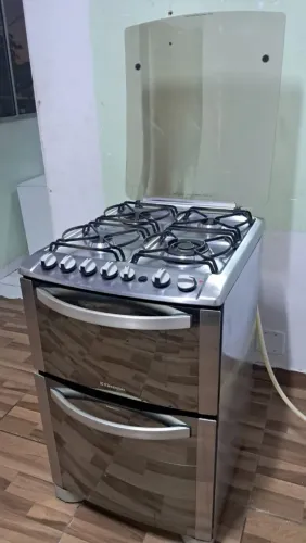 Fogão Electrolux Inox 4 bocas, forno duplo, com grill (Entrego)