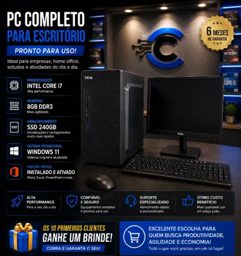 Computador Intel Core i7 8 GB  SSD Novo - Brinde Especial para você!