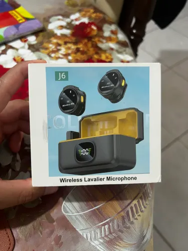 Microfone Lapela J6 Ima Sem Fio Duplo Duplo Anti Ruído Amarelo