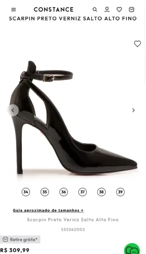 Scarpin preto verniz salto alto fino