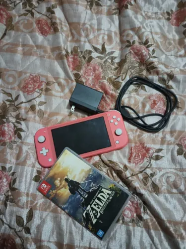 Nintendo switch lite rosa+ mídia física Zelda breath of the wild