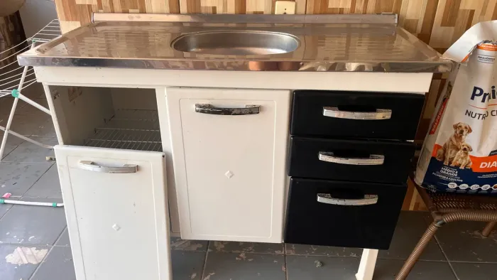 Balcão de Pia com Cuba Inox 1,20m Usado - 2 Portas e 3 Gavetas