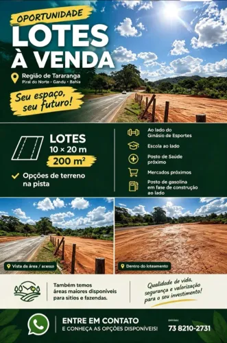 TERRENO EM TARARANGA - GANDU - PIRAI DO NORTE, NA PISTA - VALOR PROMOCIONAL