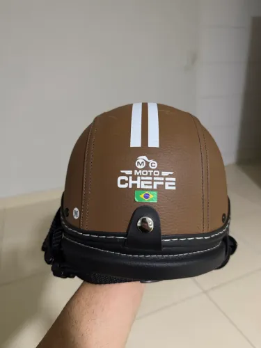 Capacete Retrô - Marrom com Viseira Preta
