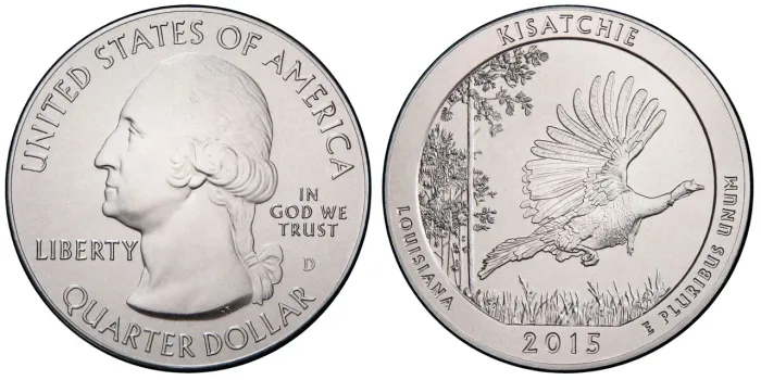 Moeda Quarter Dollar 2015 D - kisatchie Lousiana - Parque USA - FC