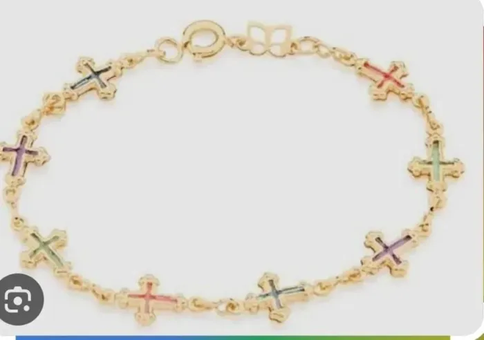 Pulseira Infantil Rommanel Folheado 18k Ouro Cruz