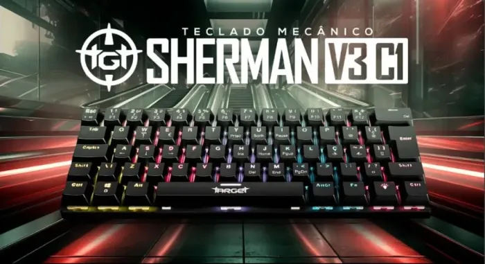 Teclado Mecanico TGT Sherman V3 C1, Rainbow, ABNT2, Switch Marrom, Preto, TGT-SHRC-RD01