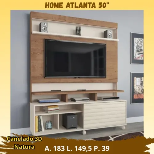 HOME ATLANTA EM MADEIRA DE MDP CANELATO/3D NATURA+NATURA OFF WHITE