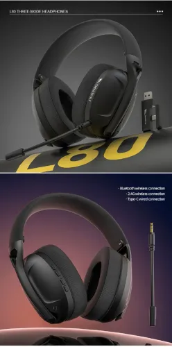 Headset sem fio smailwolf L80 - Preto 2.4ghz + bluetooth Bateria de 500mah