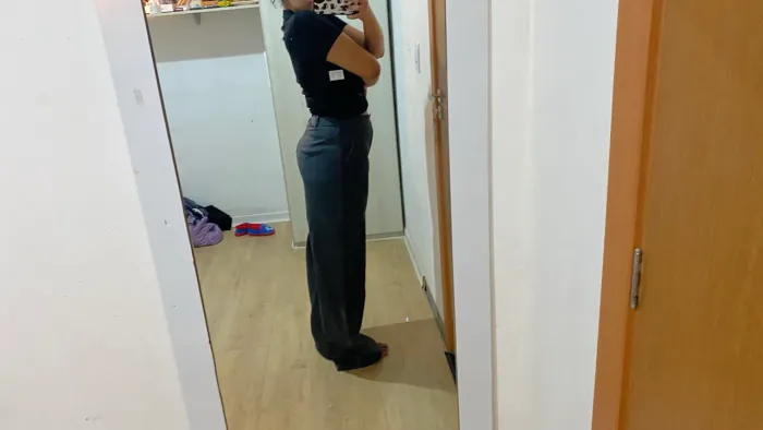 vendo calça alfaiataria cinza cintura alta