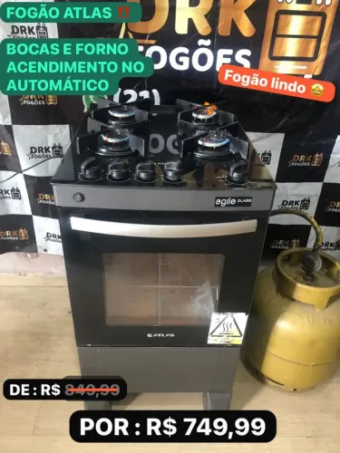 Fogão atlas 4 bocas automático com tampo de vidro 