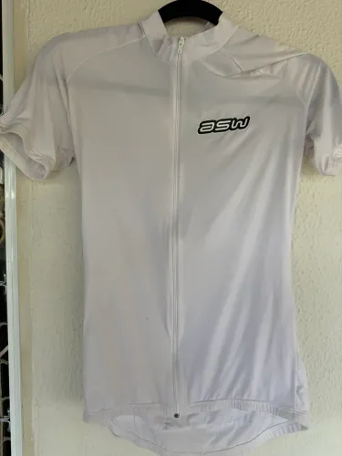 Camisa de Ciclismo ASW Branca com Zíper e Bolsos Traseiros