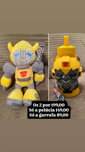 Pelúcia nova e original e garrafa térmica usada 1 vez no parque , do Bumblebee 