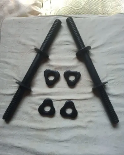 Par de Halteres de Aço Maciço de 40cm com Rosca Profissional
