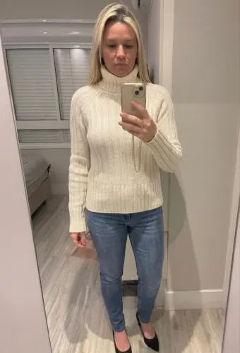 Blusão de Lã Off-White/ branco Gola Alta C&A - Tamanho G - Super Quentinho e lã encorpada