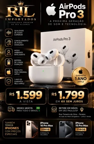 Apple AirPods Pro 3 Original | Novo Lacrado | Garantia Apple