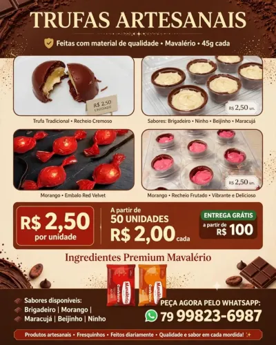 TRUFAS artesanais 2,50 unidade 