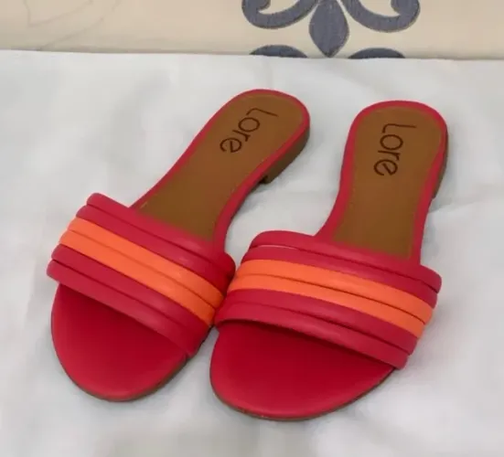 (TAM: 37) Rasteira Rasteirinha Coral Rosa Laranja Neon